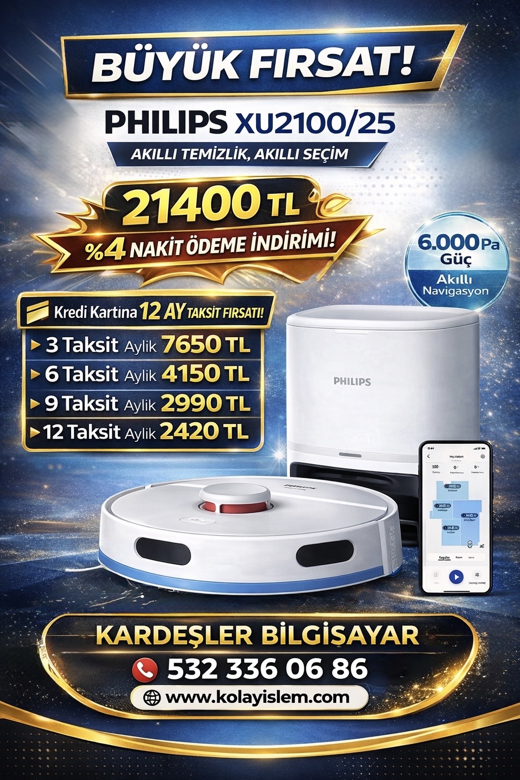 Nakit Öde %4 İndirimi Kaçırma. Philips Akıllı Robot Süpürge