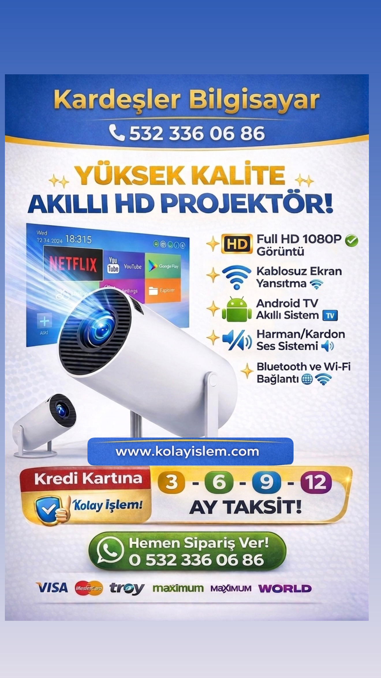 Yeni nesil HD Akıllı Projeksiyon Cihazı
